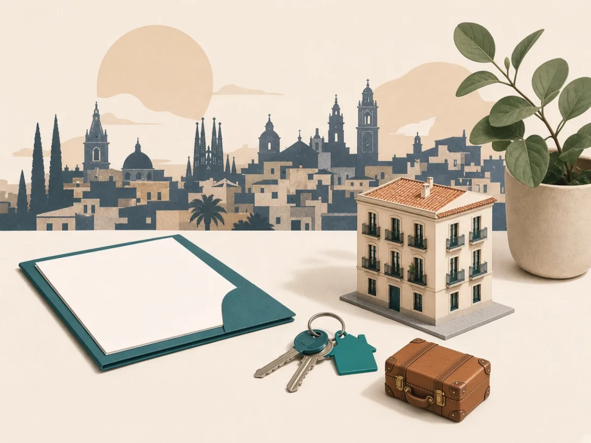 Keys and a small suitcase beside a miniature building — rent that is declared is a banking file