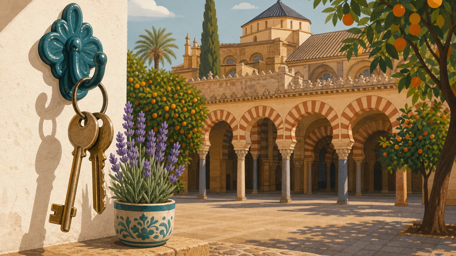 Real estate agencies in Córdoba — keys and skyline