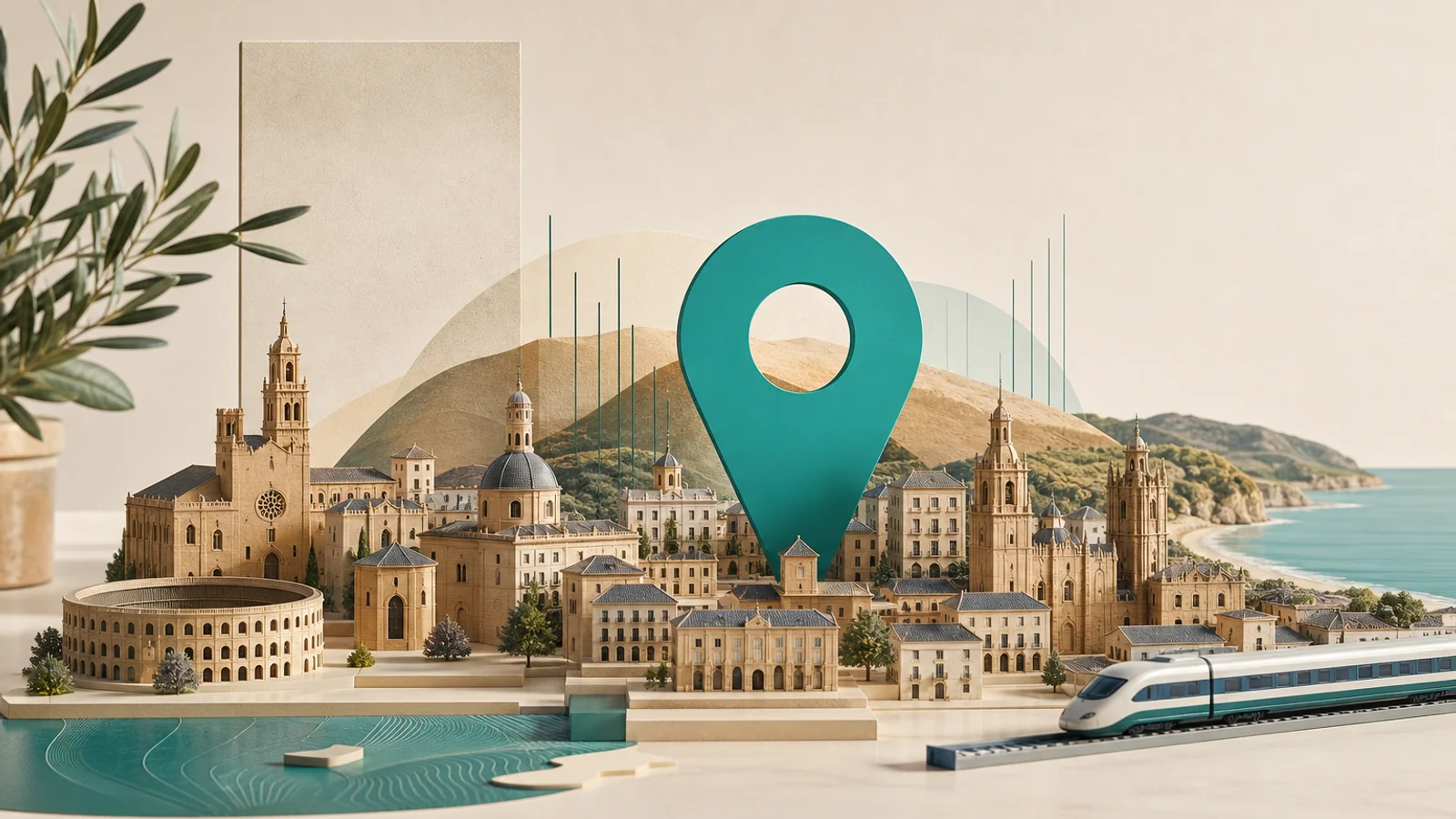 Emerging Spanish cities — miniature skyline on a desk