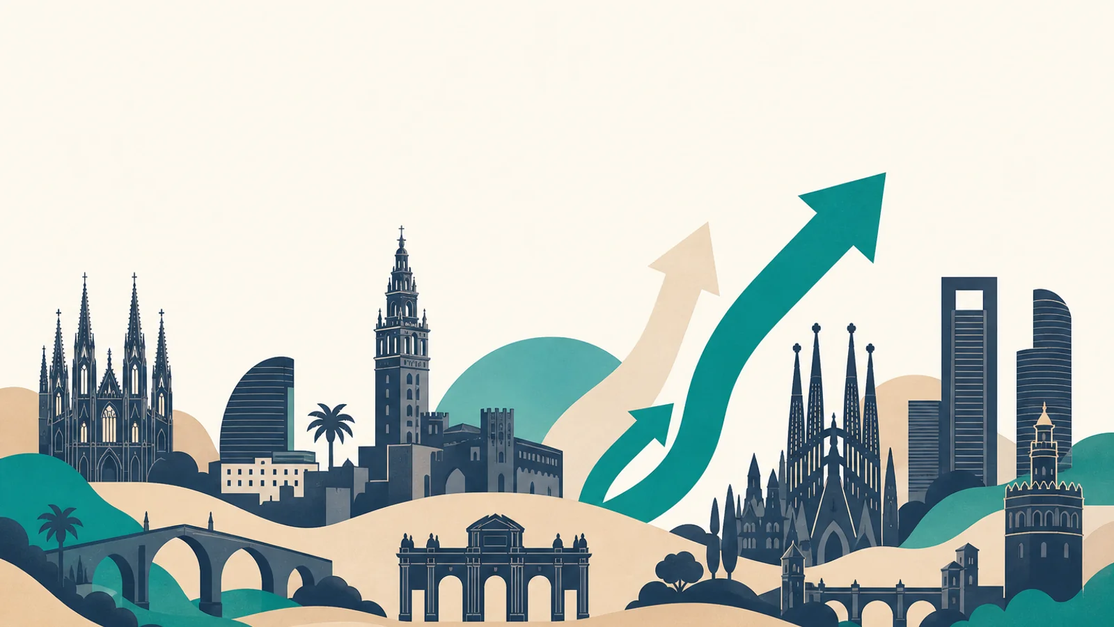 Emerging real estate investment locations Spain — map and skylines