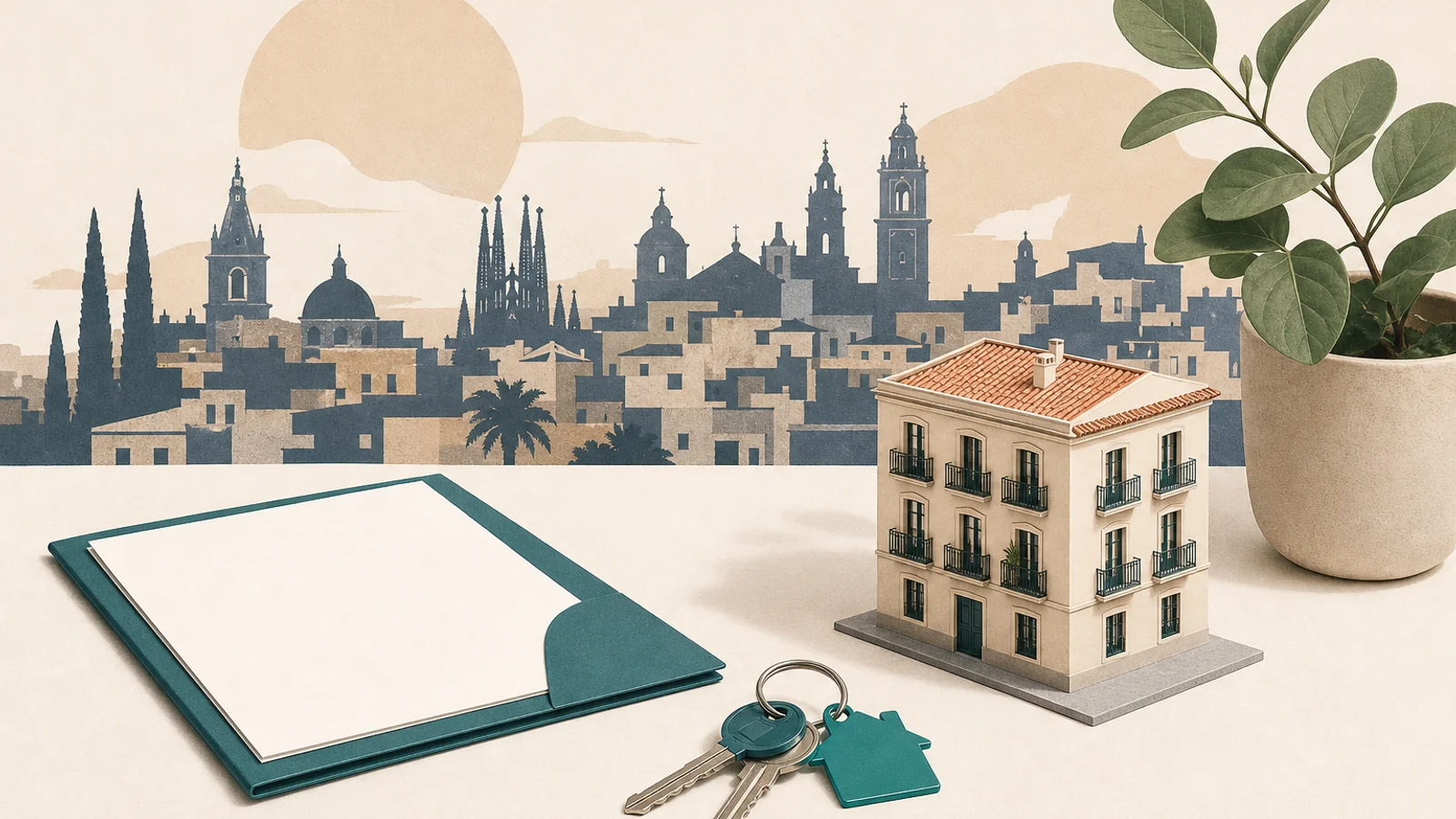 First-time buyers in Spain — keys and apartment model