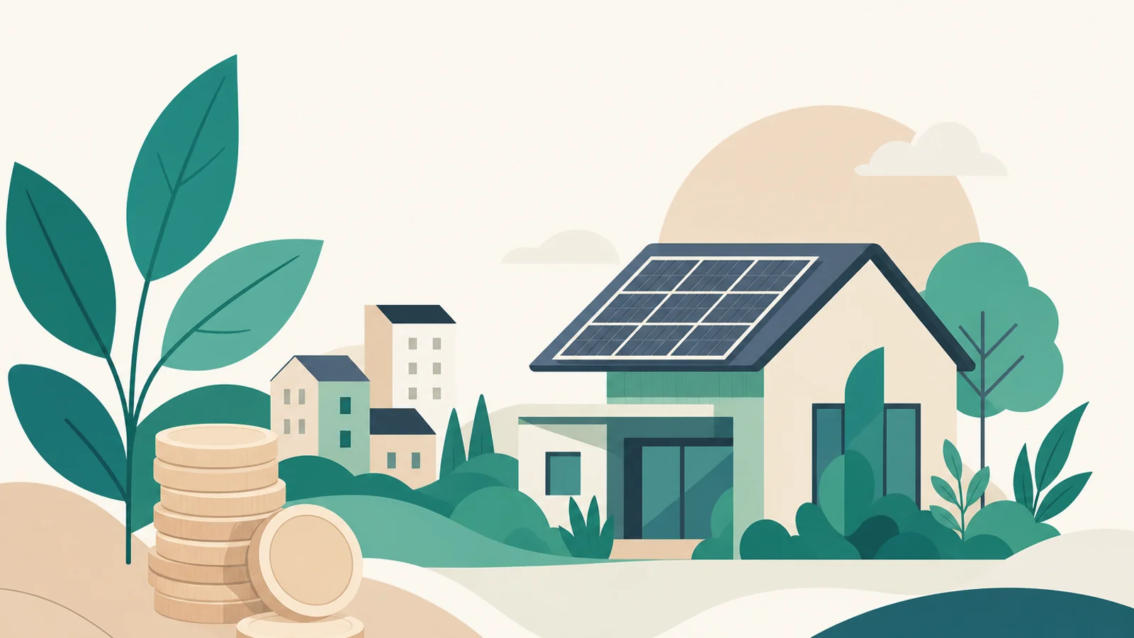 Green mortgage application for sustainable home in Spain with solar panels and energy efficiency documentation