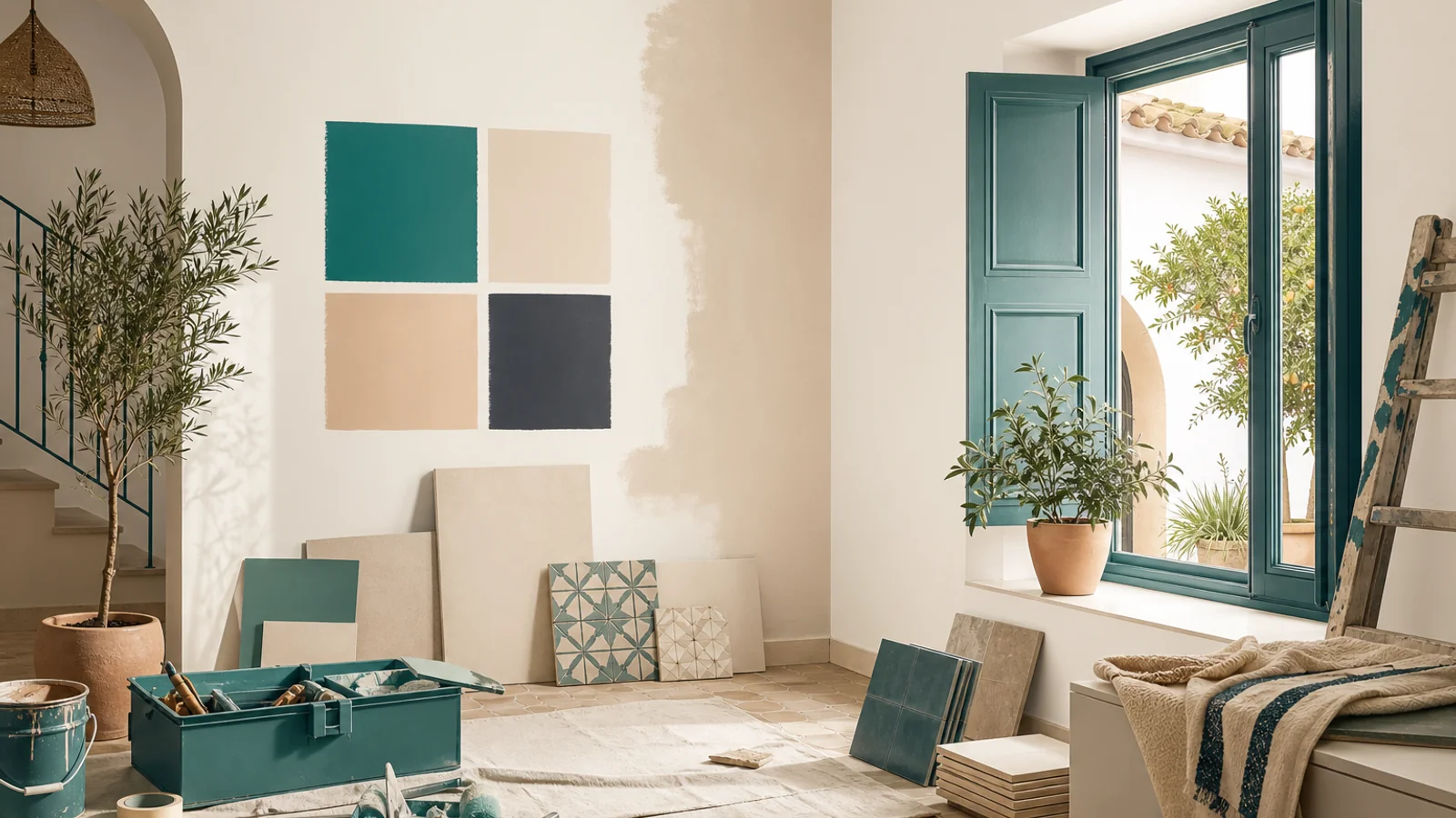 Home renovation in Spain — tools and sunlit room