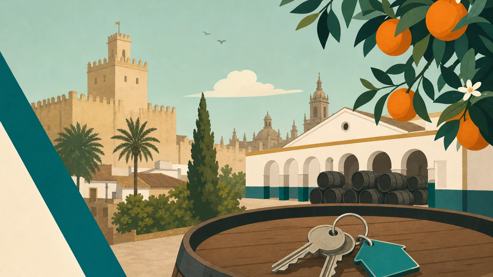 Real estate agencies in Jerez de la Frontera — keys and skyline