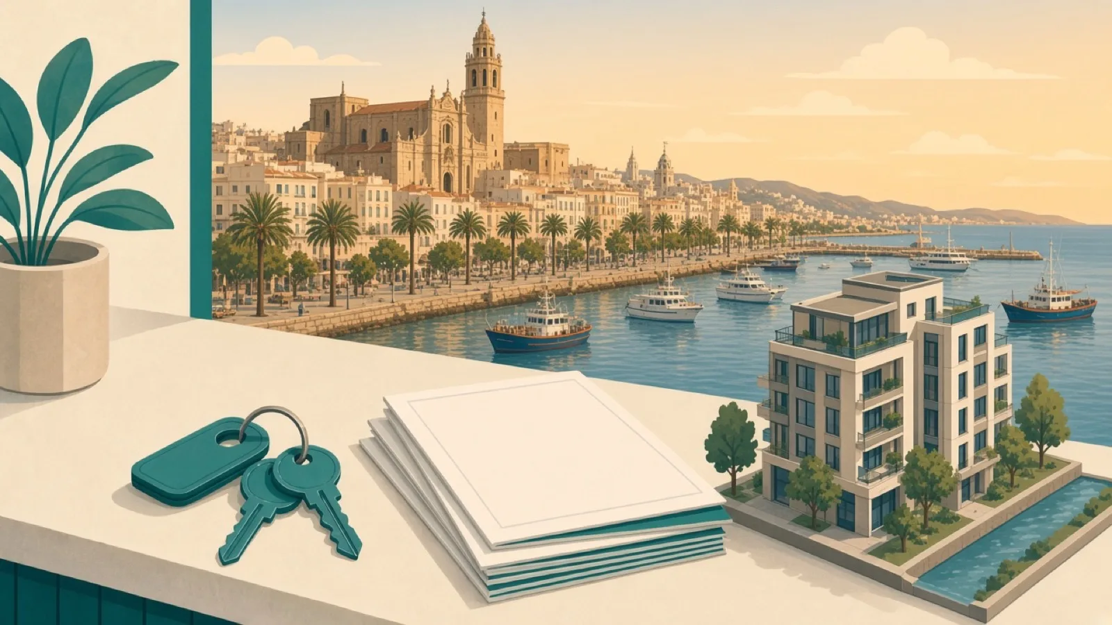 Inmobiliarias en Mataró — llaves y skyline